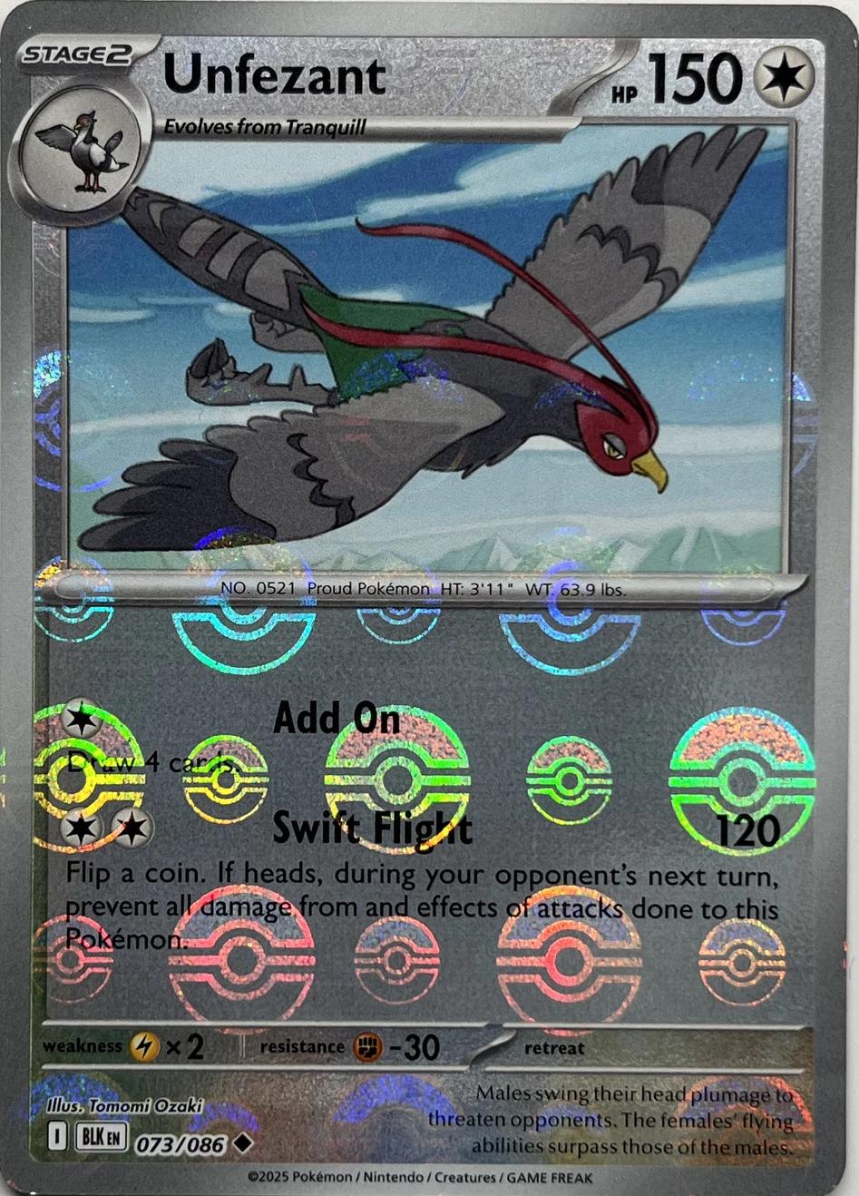 Black Bolt Unfezant [Poke-Ball] Pokémon card